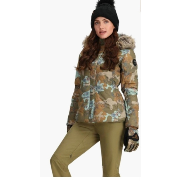 Obermeyer Tuscany Vintage Camo Floral Coat Jacket Womens 12 Large New - Picture 2 of 13